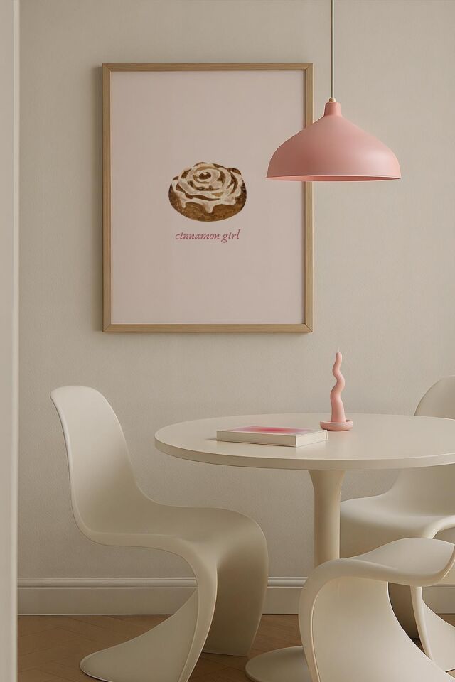 DOĞAL AHŞAP - Donut Tatlı Minimal Renkli Trendy Maksimalist Sanatı Ahşap Çerçeveli Duvar Tablosu