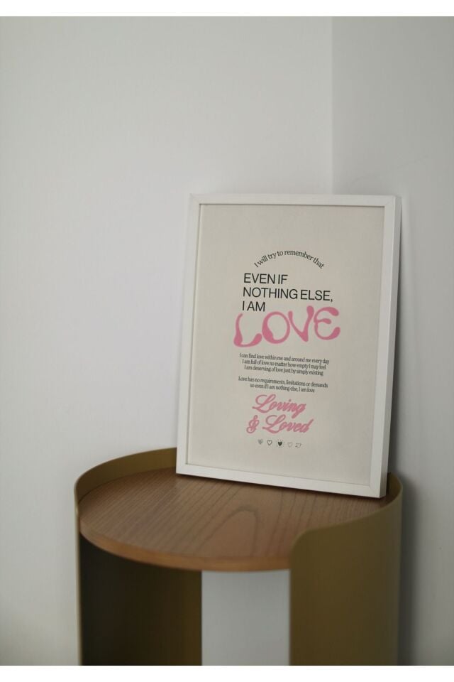 Çok Renkli - Love Dekorasyon Çerçeveli Tasarım Poster Tablo