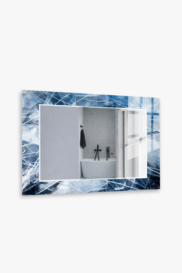 HEM TABLO HEM AYNA BUZ KRİSTAL DESEN MODERN CAM DUVAR AYNASI EV DEKORU