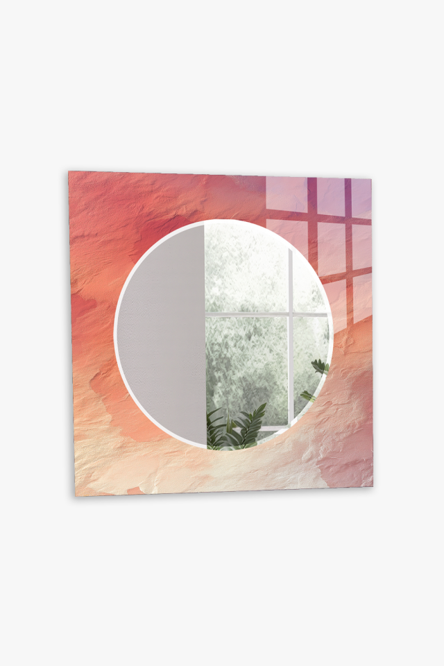 HEM TABLO HEM AYNA PASTEL SOFT RENK DOKU DESEN CAM DUVAR AYNASI EV DEKORU