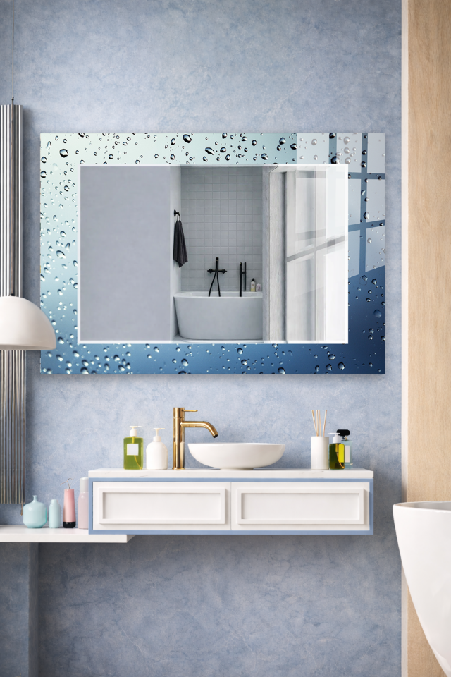 HEM TABLO HEM AYNA SU DAMLASI EFEKT DEKORATİF CAM DUVAR AYNASI EV DEKORU