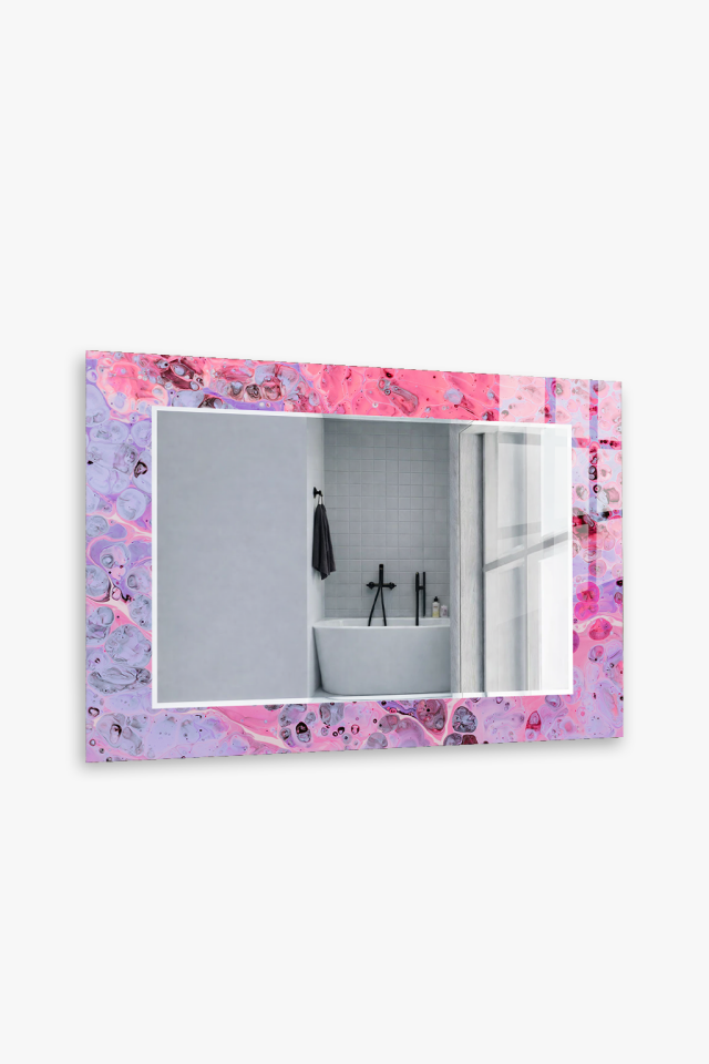 HEM TABLO HEM AYNA PEMBE SOYUT MERMER DESEN CAM DUVAR AYNASI EV DEKORU