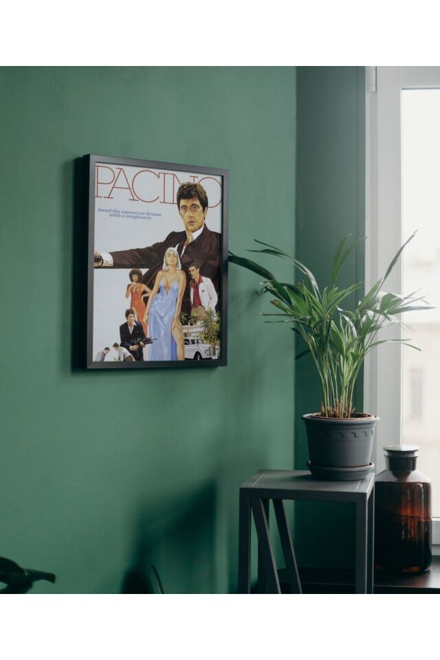 Çok Renkli - Scarface Film Dekorasyon Çerçeveli Tasarım Poster Tablo