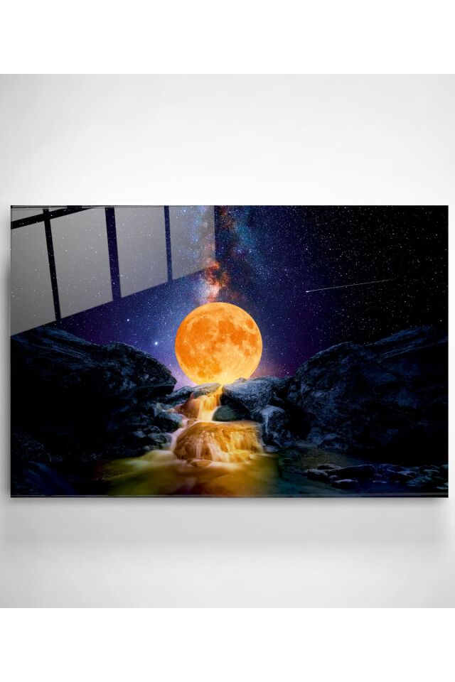 Güneş Ve Galaksi Cam Tablo, Dekoratif Cam Tablo