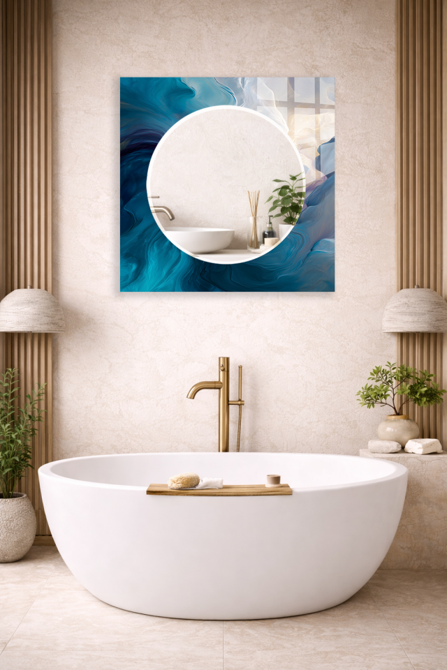 HEM TABLO HEM AYNA SANATSAL MOZAIK DOKU DESEN CAM DUVAR AYNASI EV DEKORU