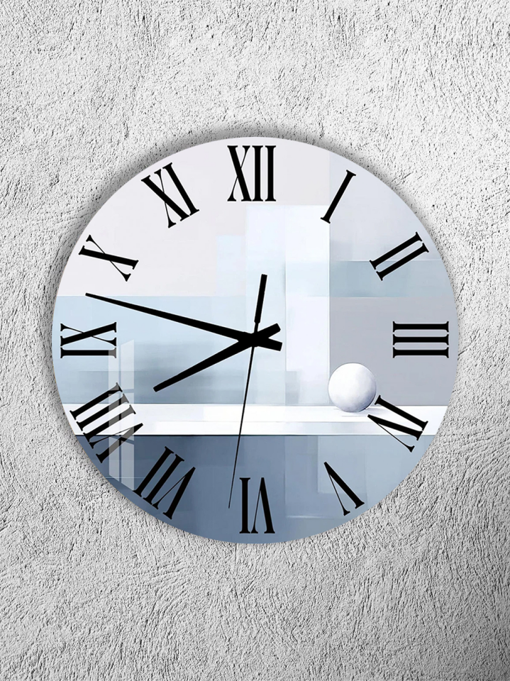 KIRILMAZ CAM DUVAR SAATİ, HEM TABLO HEM SAAT GRİ BEYAZ MİNİMAL GEOMETRİK TASARIM EV OFİS HEDİYESİ