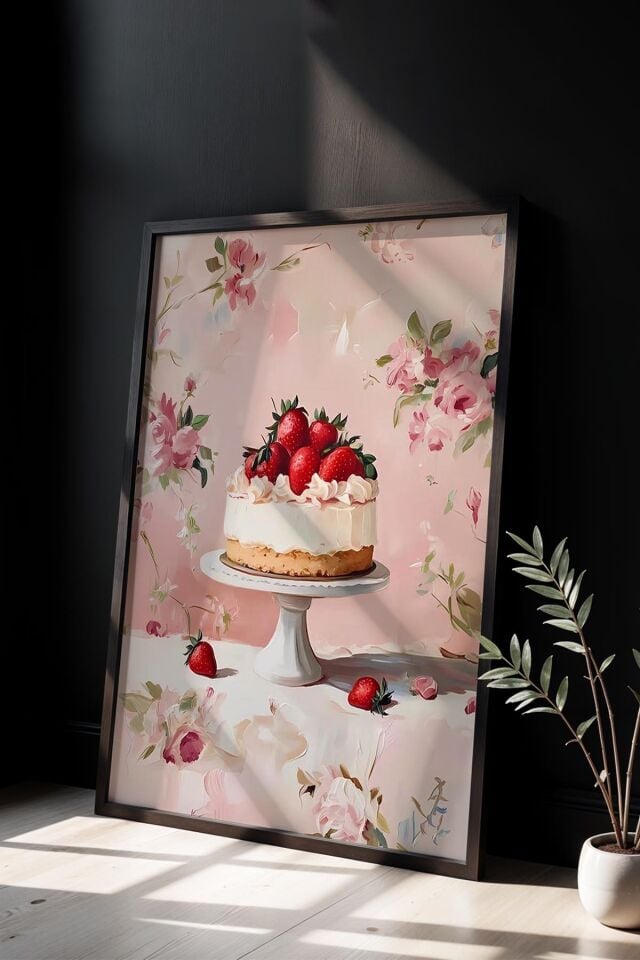 SİYAH - Çiçekli Kedi Kolaj Trendy Maksimalist Sanatı Ahşap Çerçeveli Duvar Tablosu