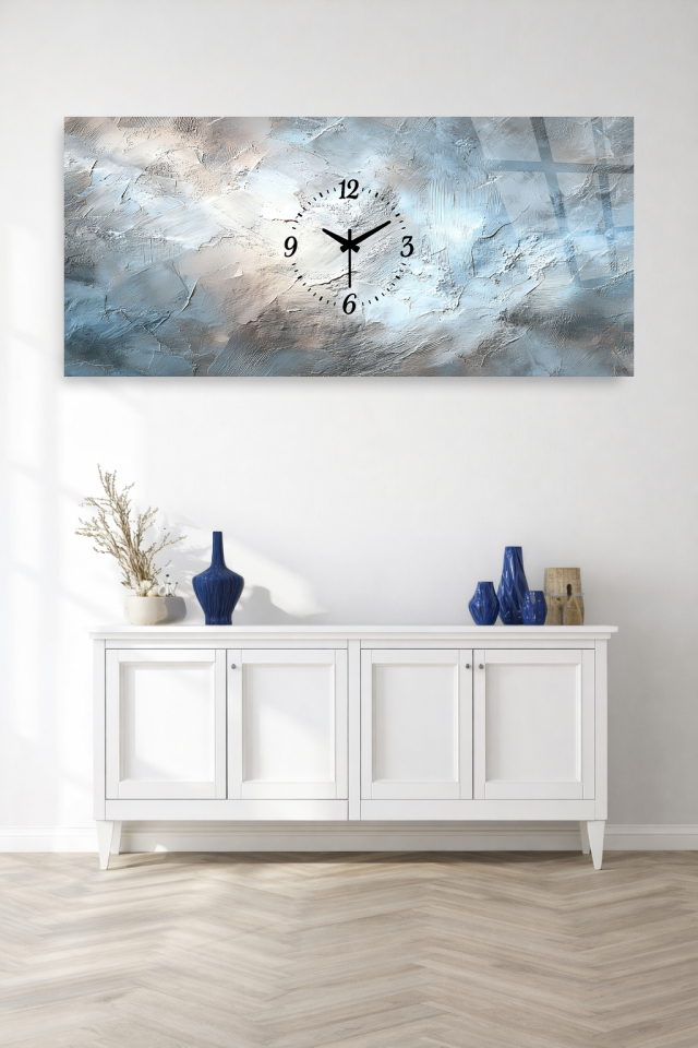 KIRILMAZ CAM DUVAR SAATİ , HEM TABLO HEM SAAT MINIMAL SOYUT GRİ TASARIM ŞIK DEKOR EV OFİS HEDİYESİ