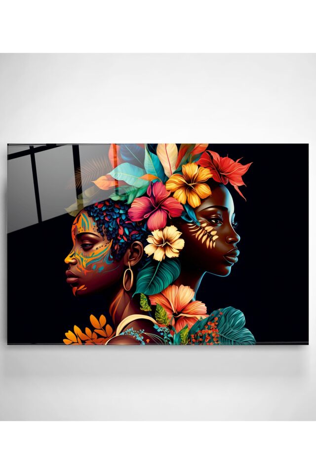 Afrikalı Kadınlar Cam Tablo, Dekoratif Cam Tablo