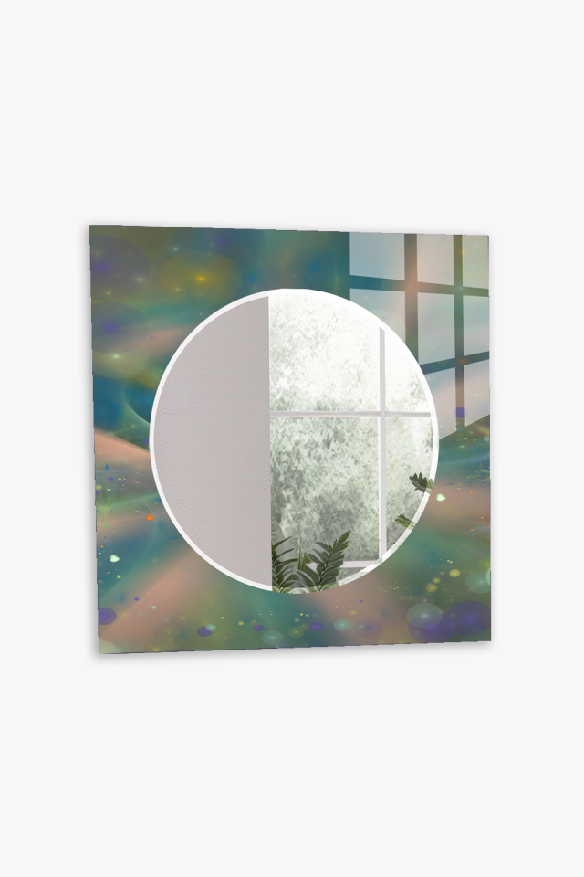 HEM TABLO HEM AYNA SOFT IŞIKLI AURORA EFEKTLİ MODERN TASARIM CAM DUVAR AYNASI EV DEKORU