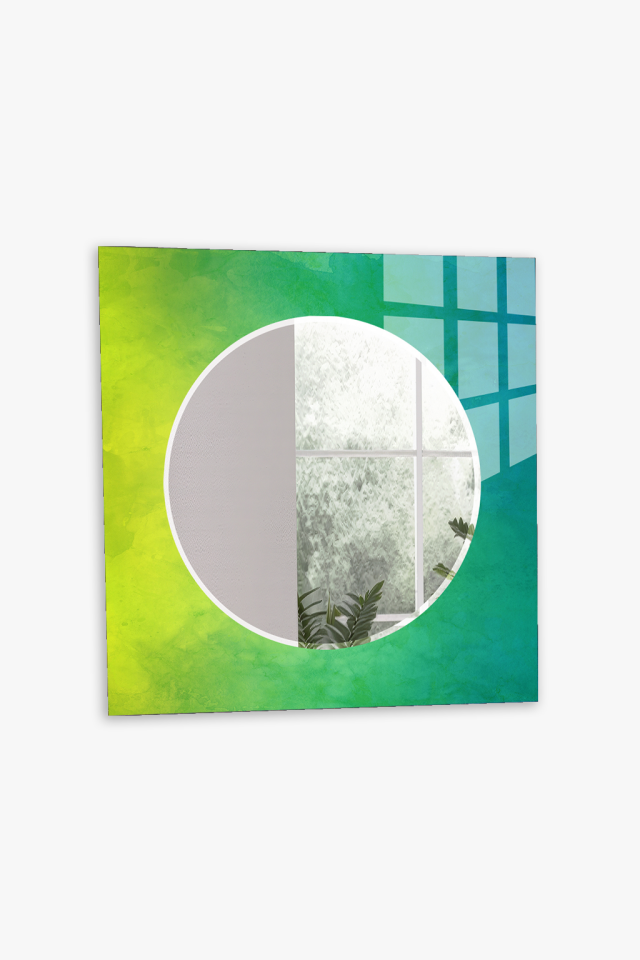 HEM TABLO HEM AYNA YEŞİL GEÇİŞLİ MINIMAL TASARIM CAM DUVAR AYNASI EV DEKORU