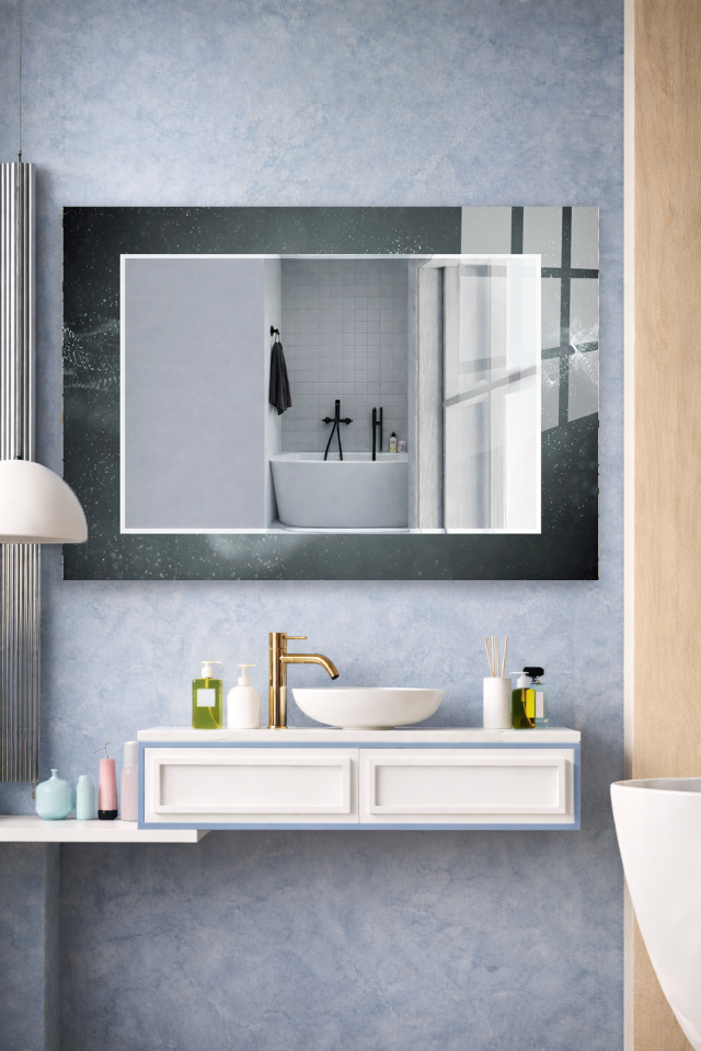 HEM TABLO HEM AYNA KOZMOZ YILDIZ EFEKT MODERN CAM DUVAR AYNASI EV DEKORU