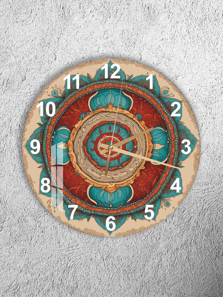 KIRILMAZ CAM DUVAR SAATİ, HEM TABLO HEM SAAT OSMANLI MANDALA DESEN EV OFİS HEDİYESİ
