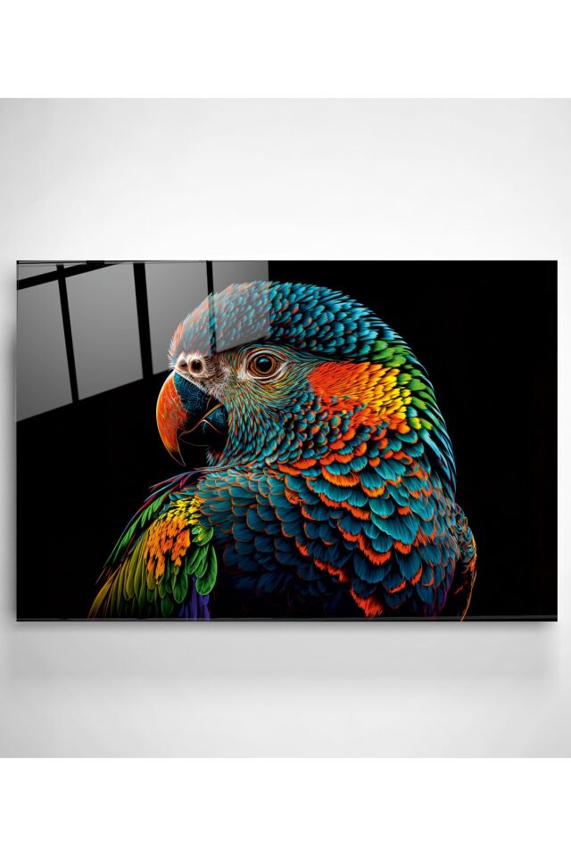 Colorful Feathered Bird Cam Tablo, Dekoratif Cam Tablo