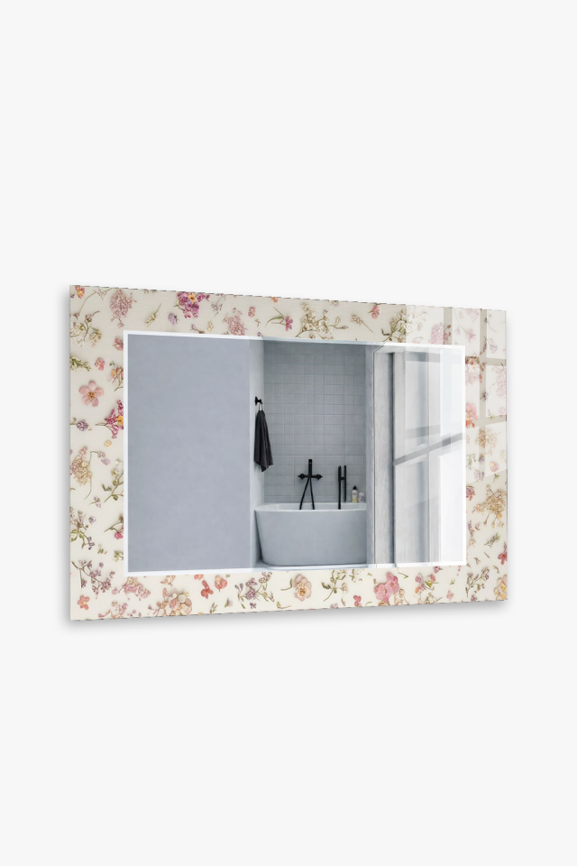 HEM TABLO HEM AYNA VİNTAGE ÇİÇEK DESEN DEKORATİF CAM DUVAR AYNASI EV DEKORU