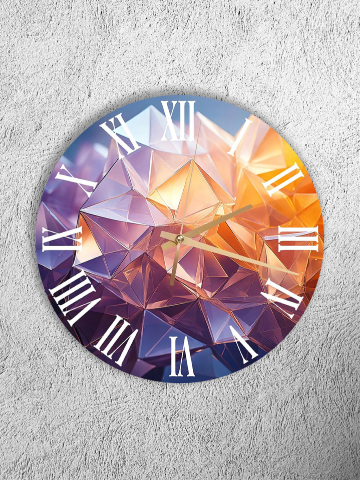 KIRILMAZ CAM DUVAR SAATİ, HEM TABLO HEM SAAT KRİSTAL SOYUT TASARIM EV OFİS HEDİYESİ
