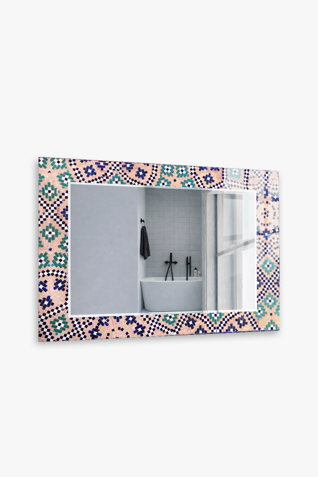 HEM TABLO HEM AYNA MOZAIK SERAMİK DESEN CAM DUVAR AYNASI EV DEKORU