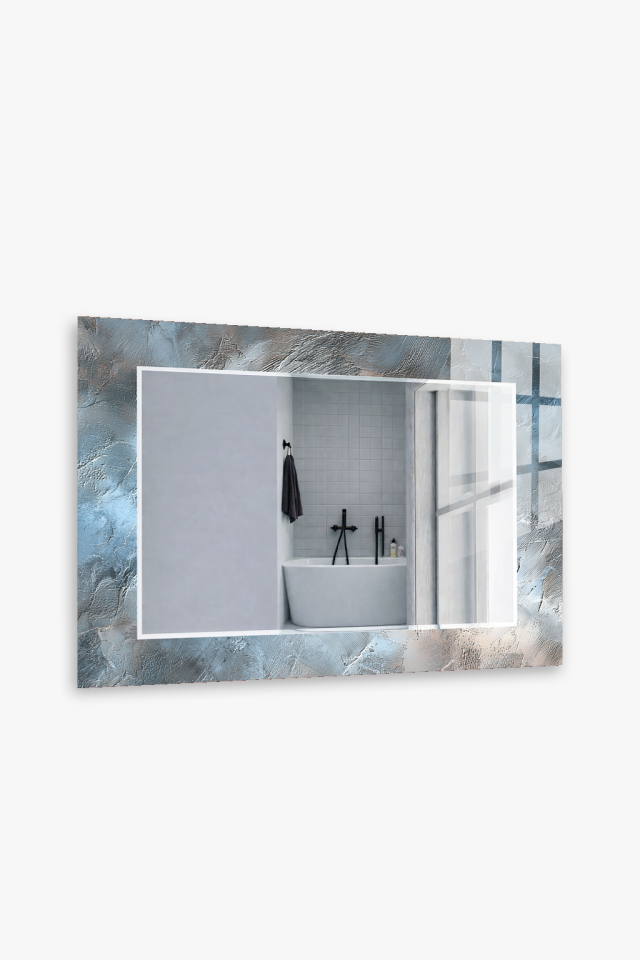 HEM TABLO HEM AYNA BETON DOKU MODERN CAM DUVAR AYNASI EV DEKORU