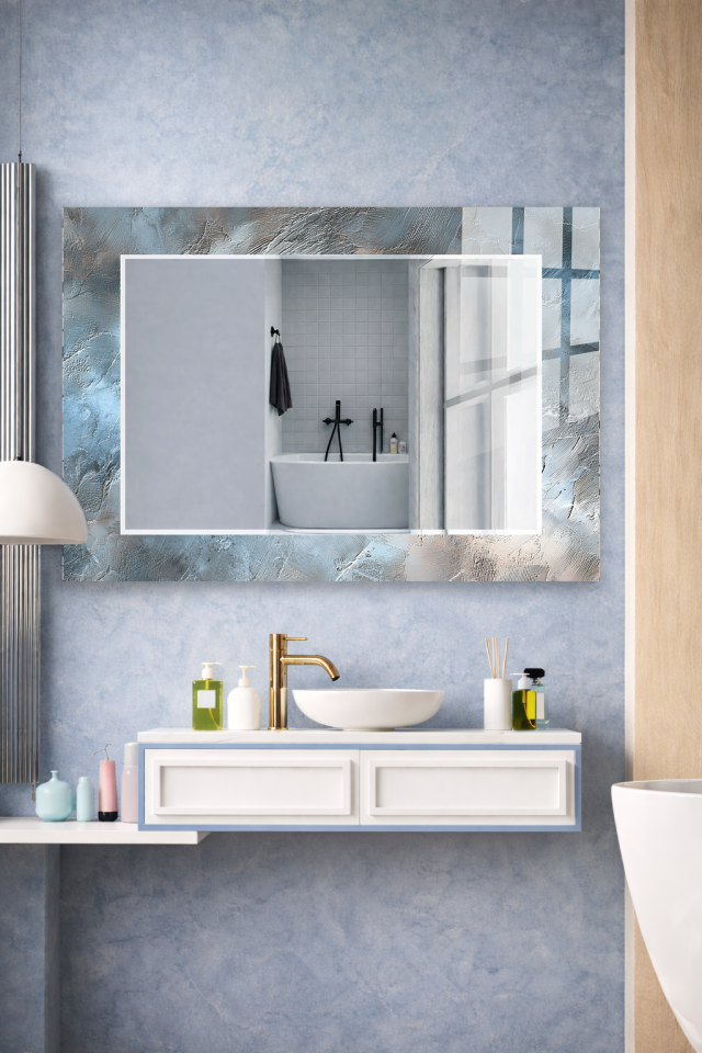 HEM TABLO HEM AYNA BETON DOKU MODERN CAM DUVAR AYNASI EV DEKORU