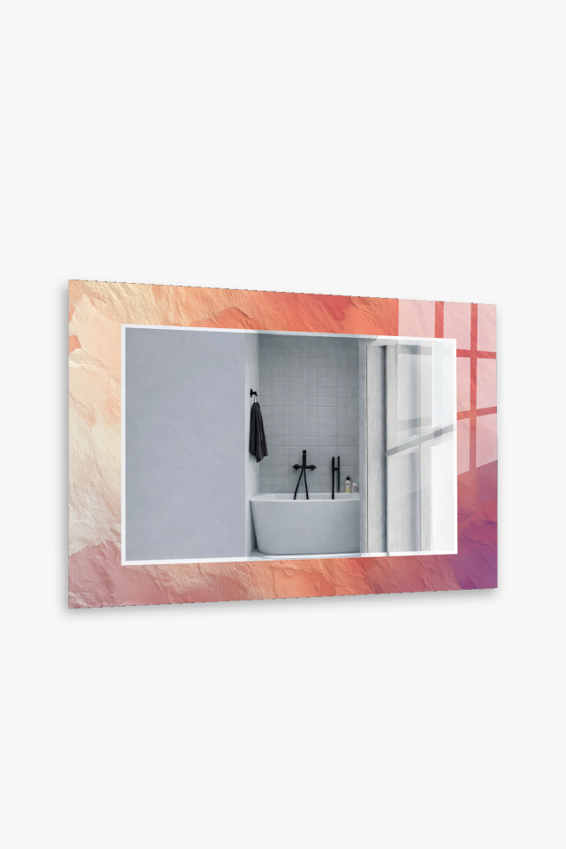 HEM TABLO HEM AYNA SOFT PASTEL SOYUT DESEN CAM DUVAR AYNASI EV DEKORU