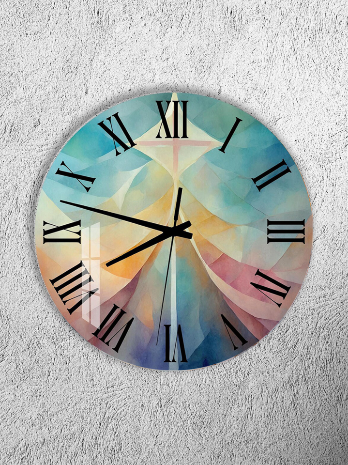 KIRILMAZ CAM DUVAR SAATİ, HEM TABLO HEM SAAT PASTEL SOYUT AKIŞ ROMEN RAKAM EV OFİS HEDİYESİ