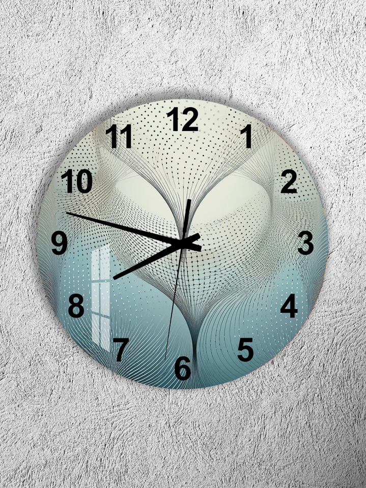 KIRILMAZ CAM DUVAR SAATİ, HEM TABLO HEM SAAT MODERN NOKTALI SOYUT DALGA DESEN EV OFİS HEDİYESİ