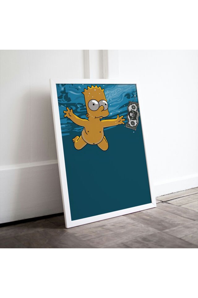 Çok Renkli - Simpsons Smells Like Teen Spirit Dekorasyon Yüksek Kaliteli Çerçevesiz Duvar Tablosu Poster