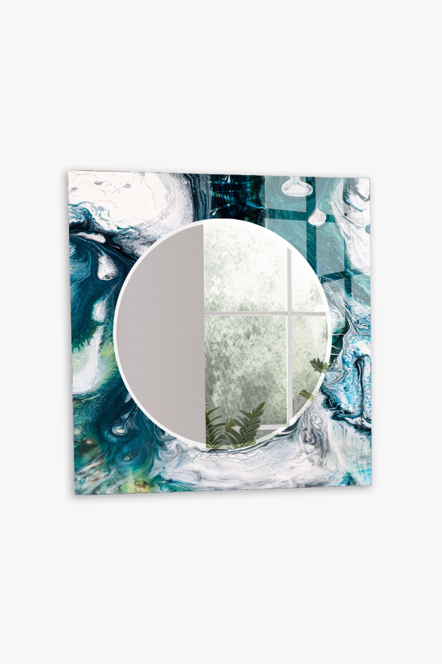 HEM TABLO HEM AYNA MERMER AKIŞKAN SANAT SOYUT DESEN CAM DUVAR AYNASI EV DEKORU