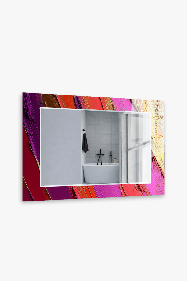 HEM TABLO HEM AYNA CANLI FIRÇA DARBELİ SOYUT SANAT CAM DUVAR AYNASI EV DEKORU