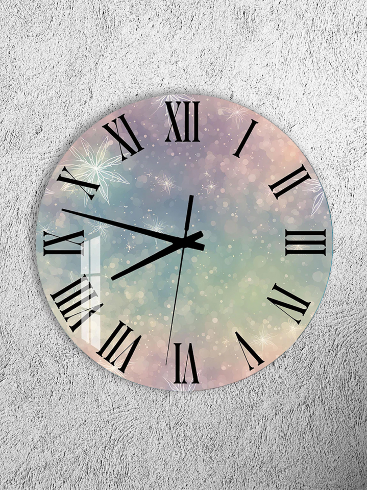 KIRILMAZ CAM DUVAR SAATİ, HEM TABLO HEM SAAT PASTEL SOYUT ROMEN RAKAM ZARİF TASARIM EV OFİS HEDİYESİ