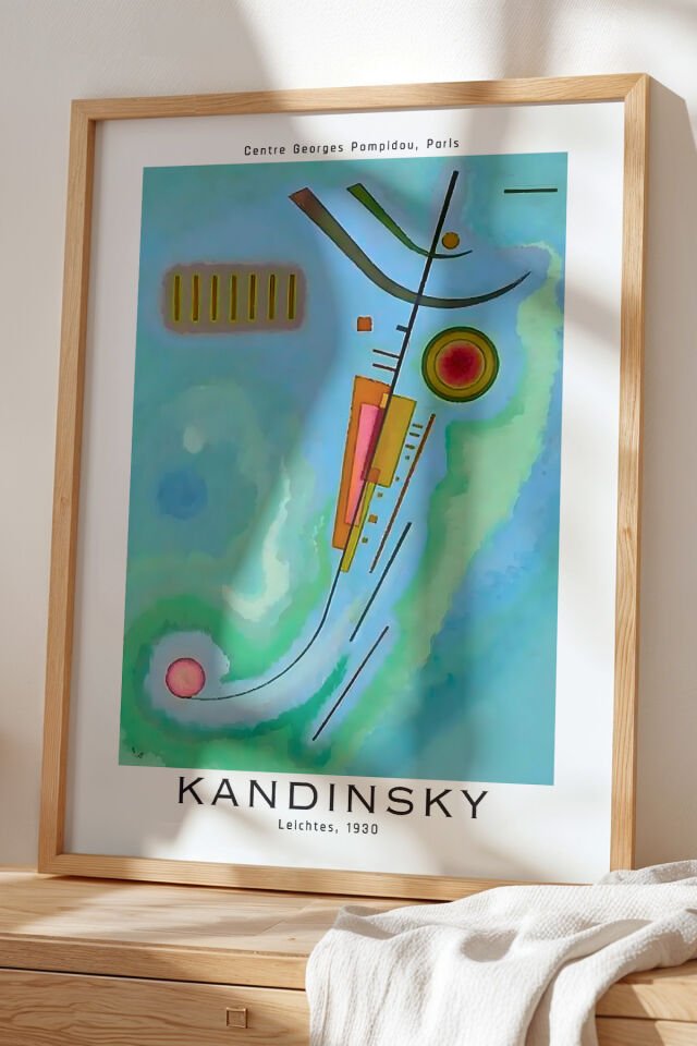 DOĞAL AHŞAP - Wassily Kandinsky - Spiritüel Geometri - Ahşap Çerçeveli Duvar Tablosu