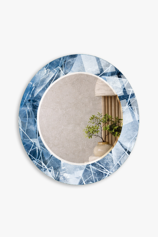 HEM TABLO HEM AYNA BUZ KRİSTAL DESENLİ DEKORATİF CAM DUVAR AYNASI BANYO VE EV DEKORU