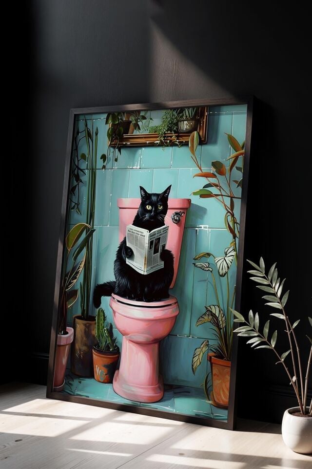 SİYAH - Mistik Kadın Figürü Yeşil Maksimalist Sanatı Ahşap Çerçeveli Duvar Tablosu