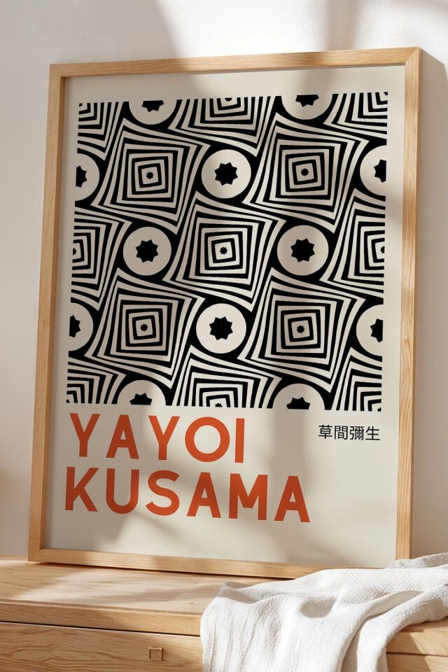 DOĞAL AHŞAP - Organik Şekiller ve Geometri - Japandi Doğal Ahşap Çerçeveli Tablo