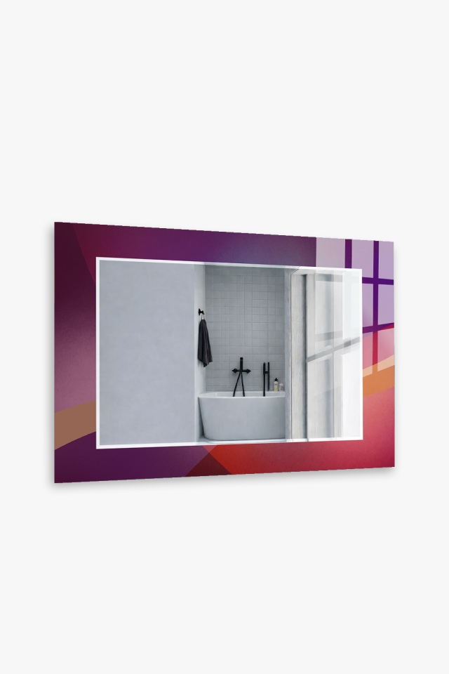 HEM TABLO HEM AYNA GEOMETRİK RENK GEÇİŞLİ MODERN CAM DUVAR AYNASI EV DEKORU