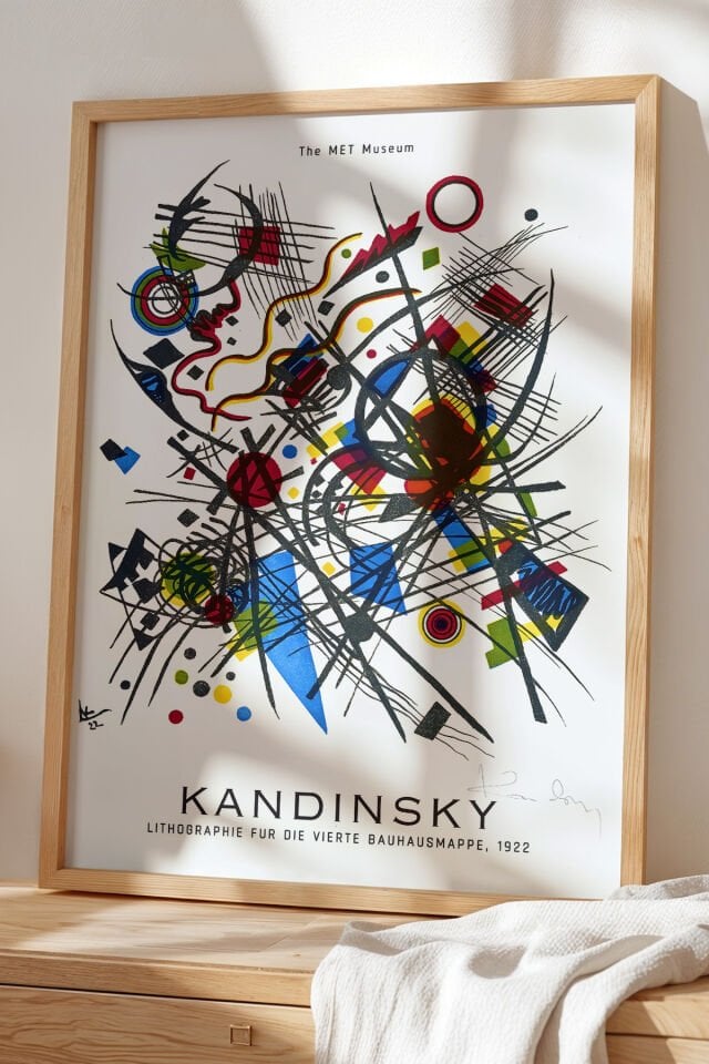 DOĞAL AHŞAP - Wassily Kandinsky - Soyut Denge - Ahşap Çerçeveli Duvar Tablosu