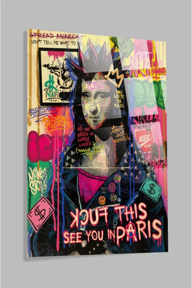 Mona Lisa Popart 4mm Lüks Kırılmaz Temperli Yüksek Çözünürlüklü Cam Tablo