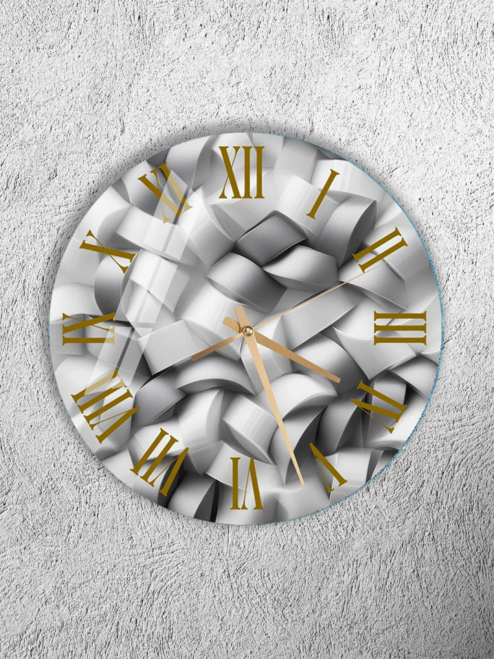 KIRILMAZ CAM DUVAR SAATİ, HEM TABLO HEM SAAT BEYAZ SOYUT 3D MODERN TASARIM EV OFİS HEDİYESİ
