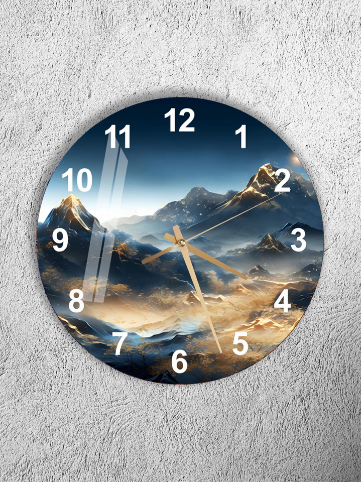 KIRILMAZ CAM DUVAR SAATİ, HEM TABLO HEM SAAT DAĞ MANZARASI DOĞA TEMALI EV OFİS HEDİYESİ