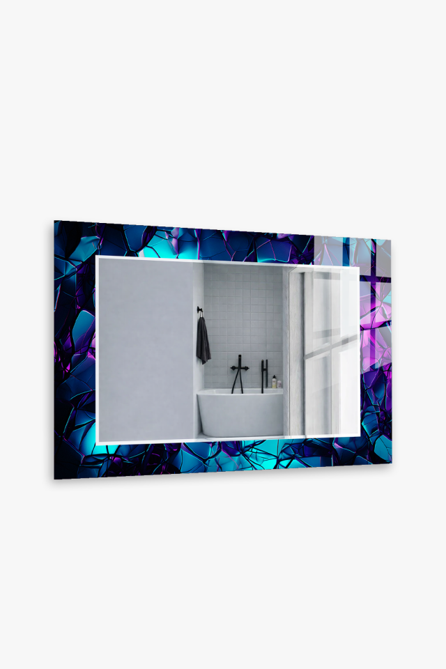 HEM TABLO HEM AYNA KRİSTAL PARÇACIK SOYUT DESEN CAM DUVAR AYNASI EV DEKORU