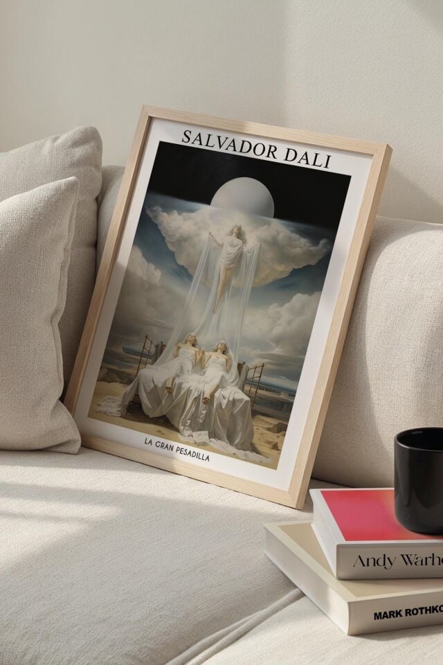 DOĞAL AHŞAP - Salvador Dali Şeffaf Kadın Figürü Ahşap Çerçeveli Duvar Tablosu