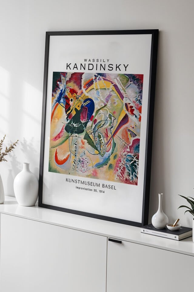 SİYAH - Wassily Kandinsky - Geometrik Ritim - Ahşap Çerçeveli Duvar Tablosu