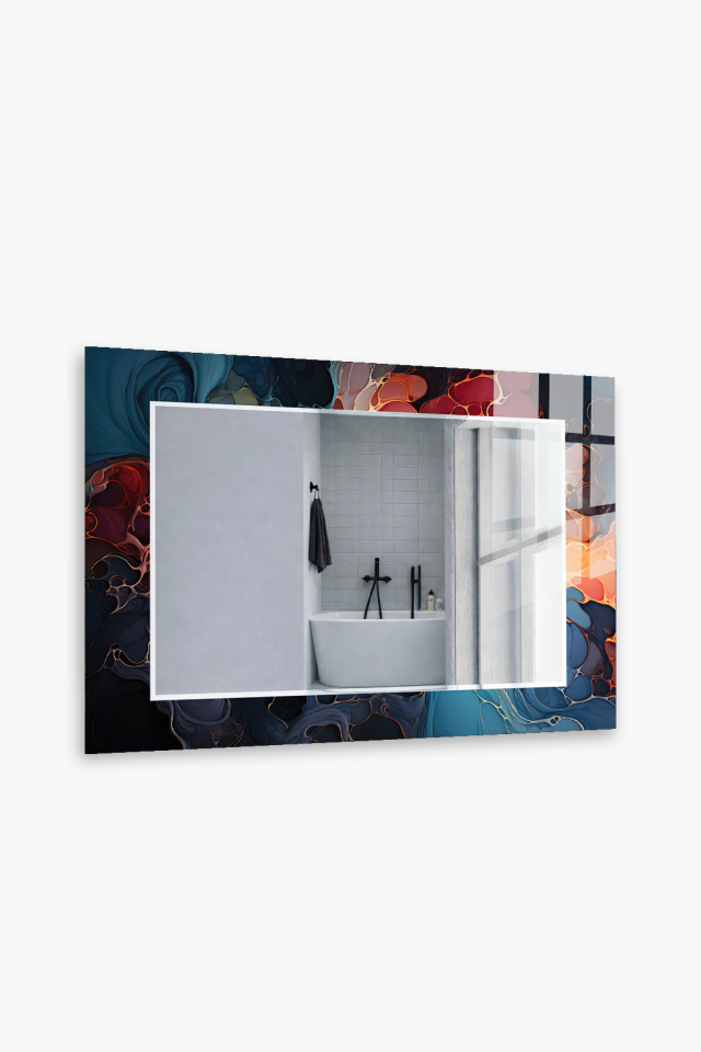 HEM TABLO HEM AYNA KOYU SOYUT MERMER SANAT CAM DUVAR AYNASI EV DEKORU