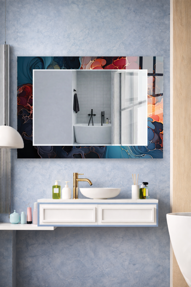 HEM TABLO HEM AYNA KOYU SOYUT MERMER SANAT CAM DUVAR AYNASI EV DEKORU