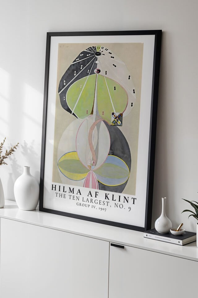 SİYAH - Hilma Af Klint - Soyut Denge - Ahşap Çerçeveli Duvar Tablosu