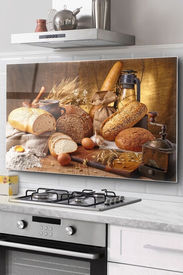 Renkli - Ocak Arkası Cam Koruyucu Tezgah Ankastre Arkası Koruyucu 76x50 Cm | Ekmekler Ve Buğday