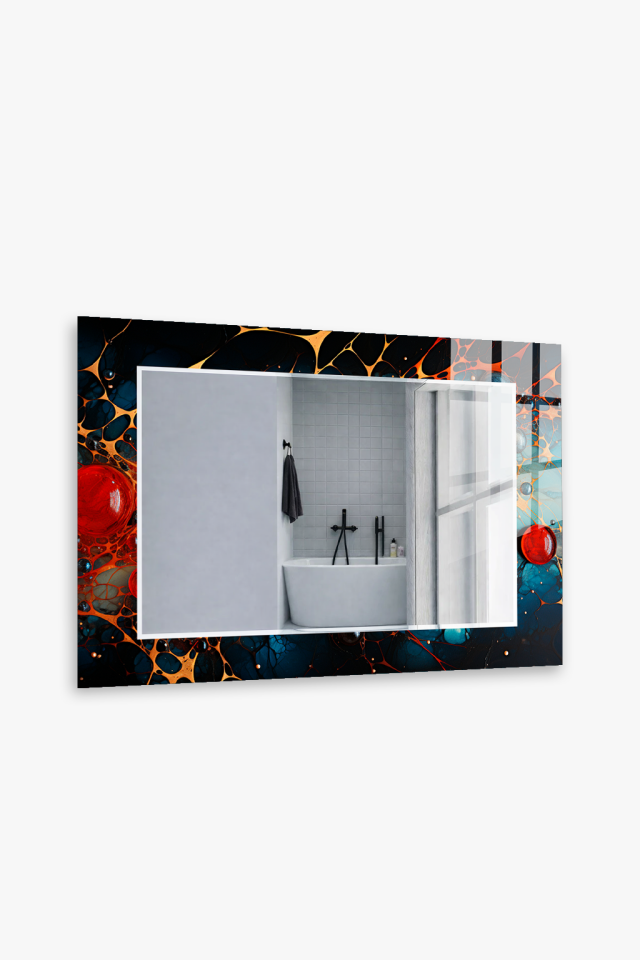 HEM TABLO HEM AYNA KOZMİK SIVI HÜCRE SOYUT DESEN CAM DUVAR AYNASI EV DEKORU