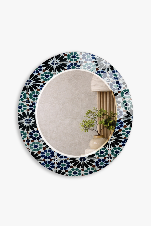 HEM TABLO HEM AYNA OTANTİK DESENLİ DEKORATİF CAM DUVAR AYNASI BANYO VE EV DEKORU