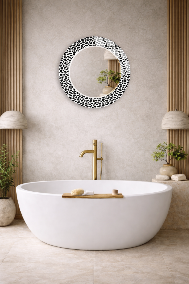 HEM TABLO HEM AYNA DALMAÇYA DESENLİ MODERN CAM DUVAR AYNASI EV VE ANTRE DEKORU