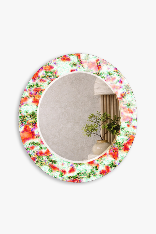 HEM TABLO HEM AYNA CANLI RENK GEÇİŞLİ DEKORATİF CAM DUVAR AYNASI BANYO VE EV DEKORU